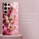 Gold-Plated Butterfly Glass Full-Coverage Phone Case For Samsung