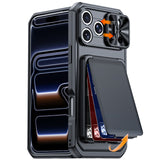 Sliding Window Card Wallet Shockproof Case for iPhone