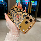 Black‑Gold European Ornament Pattern Electroplated Case for iPhone