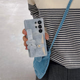 Denim Heart Design Card Slot Shockproof Phone Case For Samsung
