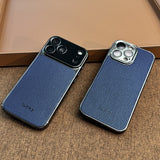 Electroplated Leather Texture Magnetic Shockproof Case for iPhone
