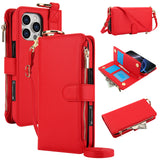 Leather Crossbody Zipper Wallet Phone Case for iPhone