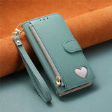 Fashion Heart Pattern Leather Wallet Case for iPhone