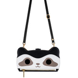 Cute Raccoon Leather with lanyard Wallet Case for Samsung