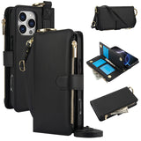 Leather Crossbody Zipper Wallet Phone Case for iPhone