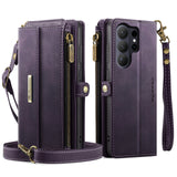 Retro Card-Slot Wallet Flip Leather Crossbody Case for Samsung