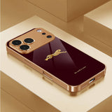 Luxury Burgundy Golden Leopard Electroplated Case for iPhone