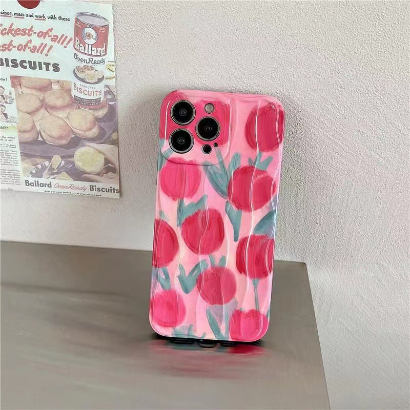 Rose red tulip braided hand rope Phone Case for iPhone