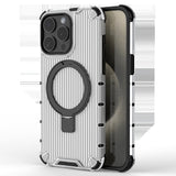 Translucent Grille Magnetic Phone Case with Kickstand for iPhone