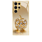 Gold Diamond Apple Pattern Tempered Glass Phone Case For Samsung