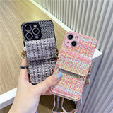 Woven Texture Crossbody Card Wallet Case for iPhone