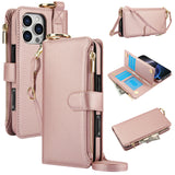 Leather Crossbody Zipper Wallet Phone Case for iPhone