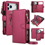 Leather Crossbody Wallet Magnetic Charging Case for iPhone