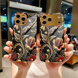 Luxury Gold Foil Floral Electroplated Case for iPhone
