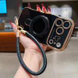 Plating Wave Heart Lanyard Phone Case for iphone