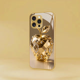 Apple Pattern Gold Plated Glass Phone Case for iPhone