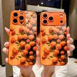 Romantic Orange Flower Field Electroplated Case for iPhone