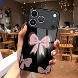 Sweet Style Pink Bow Pattern Glossy Case for iPhone
