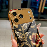 Luxury Gold Foil Floral Electroplated Case for iPhone