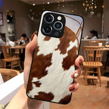 Cowhide Pattern Mirror Phone Case for iPhone