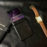 Vintage Waxed Leather Magnetic Shockproof Case for Samsung Z Flip