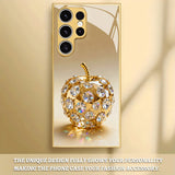 Gold Diamond Apple Pattern Tempered Glass Phone Case For Samsung