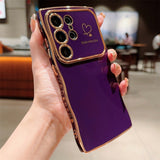 Wavy-Edge Electroplated Heart Shockproof Phone Case for Samsung