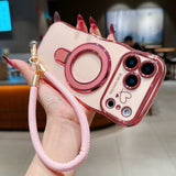 Plating Wave Heart Lanyard Phone Case for iphone