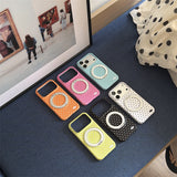 Macaron Polka Dot Magnetic Kickstand Shockproof Case for iPhone