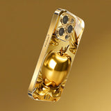 Apple Pattern Gold Plated Glass Phone Case for iPhone