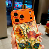 Sunflower & Rose Pattern Glossy Case for iPhone