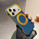 Contrast Color Breathable Magnetic Rotating Kickstand Case for iPhone