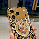Black‑Gold European Ornament Pattern Electroplated Case for iPhone