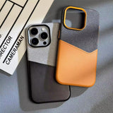 Two-Tone Leather Magnetic Card Slot Shockproof Hard Case for iPhone