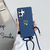 Heart Design Crossbody Strap Shockproof Case for Samsung