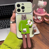 Cat Café Electroplated Rotating Stand Case for iPhone