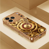 Golden Gear Pattern Electroplated Case for iPhone