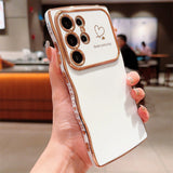 Wavy-Edge Electroplated Heart Shockproof Phone Case for Samsung