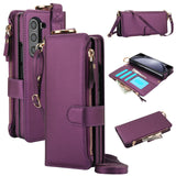 Leather Crossbody Zipper Wallet Case for Samsung