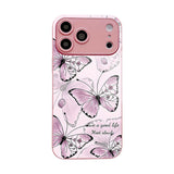 Line Art Pink Butterfly Electroplated Case for iPhone