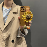 Sunflower Wrist Strap with Lanyard Phone Case for iPhone