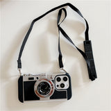 3D Retro Camera Design Phone Case with Lanyard for iPhone