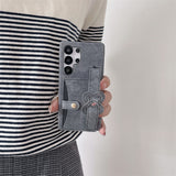 Denim Heart Design Card Slot Shockproof Phone Case For Samsung