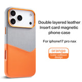 Two-Tone Leather Magnetic Card Slot Shockproof Hard Case for iPhone