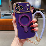 Plating Wave Heart Lanyard Phone Case for iphone
