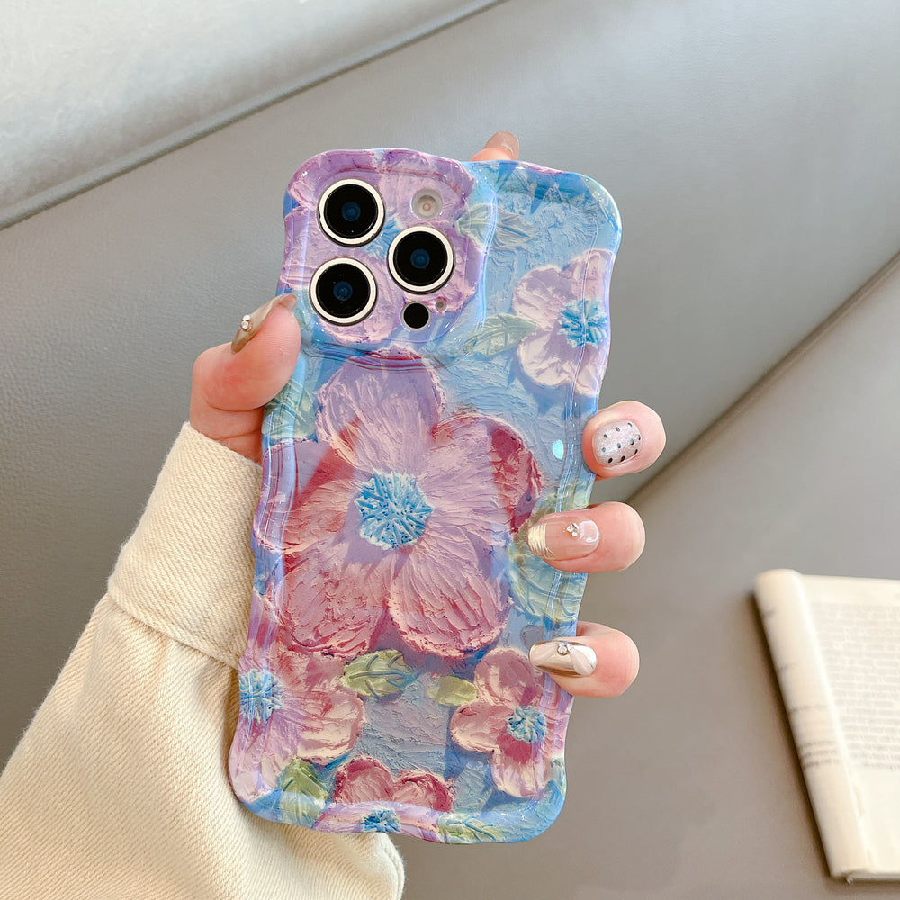 Oil Painting Floral Wavy Edge Phone Case for IPhone