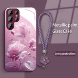 Romantic Roses Soft Touch With Lanyard Phone Case For Samsung