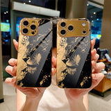 Black Gold Majestic Lion Pattern Electroplated Case for iPhone