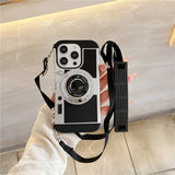 3D Retro Camera Design Phone Case with Lanyard for iPhone