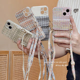 Woven Texture Crossbody Card Wallet Case for iPhone